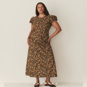 Doen RHODIA DRESS IN NOIR NARCISSUS FLORAL XXL